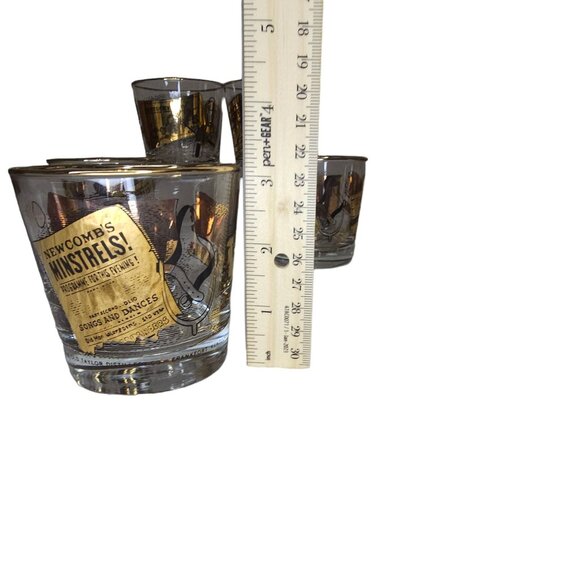 Vintage Old Taylor 86 Gold & Clear Kentucky Straight Bourbon Whiskey Glasses Set - Picture 6 of 11